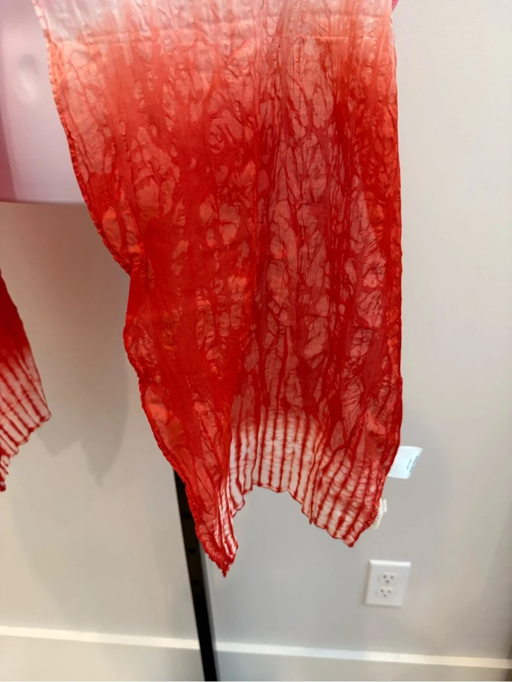 Eileen Fisher Pink & Red Lightweight Crinkle Tie Dye Scarf - Women's Accessory